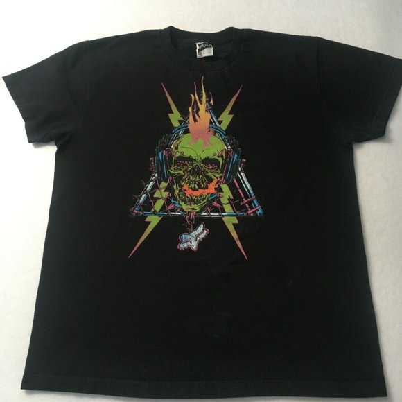 #DD Fox Racing Multicolored graphic Logo T Shirt large skull lightning foxhead - Picture 1 of 10